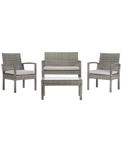 Safavieh Bassey 4pc Outdoor Living Set In Grey