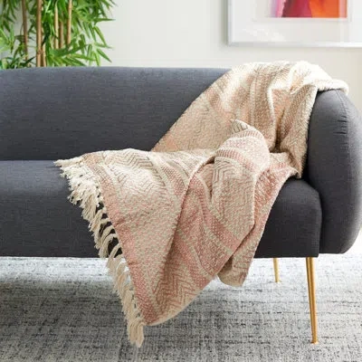 Safavieh Becks Fringe Cotton Throw In Neutral