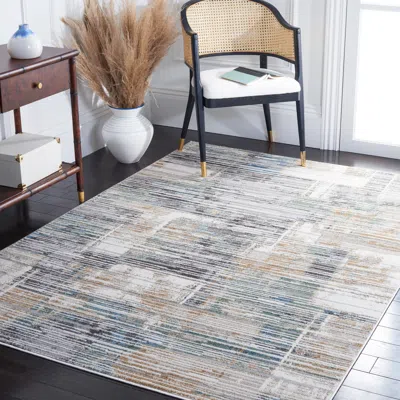 Safavieh Bel Air Machine Made Area Rug, Dark Grey / Gold Contemporary Style Easy Care In Gray