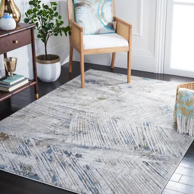 Safavieh Bel Air Machine Made Area Rug, Grey / Blue Contemporary Style Easy Care In Gray