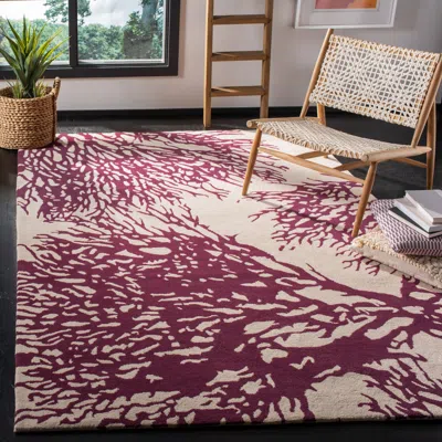 Safavieh Bella Hand Made Area Rug, Beige / Purple Contemporary Style Non-shedding