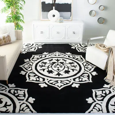 Safavieh Bella Hand Made Area Rug, Black / Ivory Contemporary Style Non-shedding