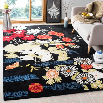 Safavieh Bella Hand Made Area Rug, Black / Multi Contemporary Style Non-shedding