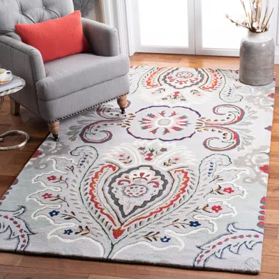 Safavieh Bella Hand Made Area Rug, Grey / Red Traditional Style Non-shedding In Multi