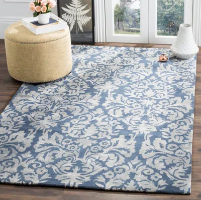 Safavieh Bella Hand Made Area Rug, Navy / Grey Traditional Style Non-shedding