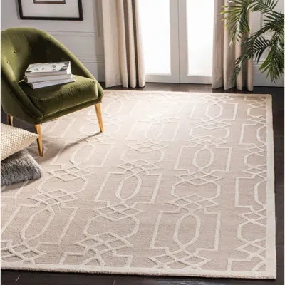 Safavieh Bella Hand Tufted Wool Geometric Rug In Sand,ivory