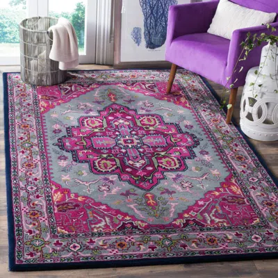 Safavieh Bellagio Hand Made Area Rug, Grey / Pink Traditional Style Non-shedding
