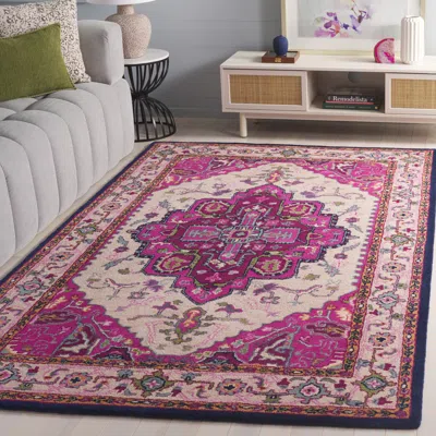 Safavieh Bellagio Hand Made Area Rug, Ivory / Pink Traditional Style Non-shedding In Multi
