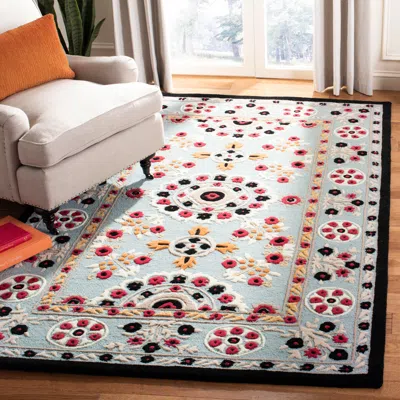 Safavieh Bellagio Hand Made Area Rug, Light Blue / Black Bohemian Style Non-shedding In Multi