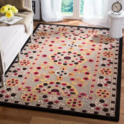 Safavieh Bellagio Hand Made Area Rug, Light Grey / Black Bohemian Style Non-shedding In Multi
