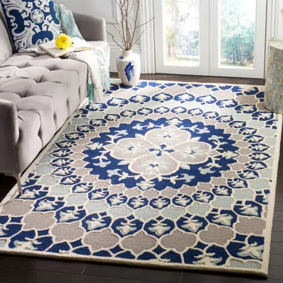 Safavieh Bellagio Hand Made Area Rug, Navy Blue / Ivory Bohemian Style Non-shedding