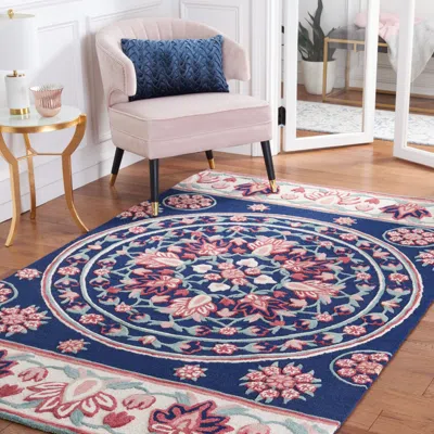 Safavieh Bellagio Hand Made Area Rug, Navy / Ivory Traditional Style Non-shedding In Multi