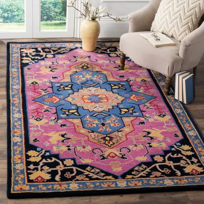 Safavieh Bellagio Hand Made Area Rug, Pink / Multi Traditional Style Non-shedding