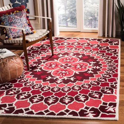 Safavieh Bellagio Hand Made Area Rug, Red / Ivory Bohemian Style Non-shedding