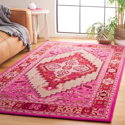 Safavieh Bellagio Hand Made Area Rug, Red Pink / Ivory Traditional Style Non-shedding