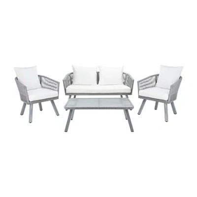 Safavieh Belmi 4-pc. Conversation Set Cushioned In Gray