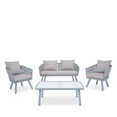 Safavieh Belmi 4-piece Outdoor Rope Living Set In Gray