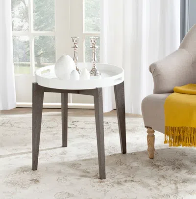 Safavieh Ben Mid Century Lacquer Tray Top Side Table In Gray