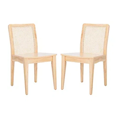 Safavieh Set Of 2 Benicio Rattan Dining Chairs In Neutral