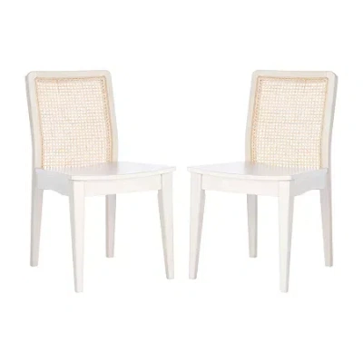 Safavieh Set Of 2 Benicio Rattan Dining Chairs In Neutral