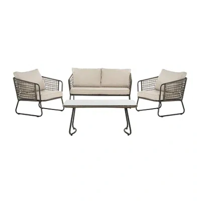 Safavieh Benjin Patio Collection 4-pc. Conversation Set Weather Resistant In Gray