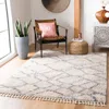 Safavieh Berber Fringe Shag Machine Made Area Rug, Cream / Grey Shag / Flokati Style Easy Care In Neutral