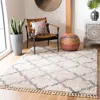 Safavieh Berber Fringe Shag Machine Made Area Rug, Cream / Grey Shag / Flokati Style Easy Care In Neutral