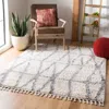 Safavieh Berber Fringe Shag Machine Made Area Rug, Cream / Grey Shag / Flokati Style Easy Care In White