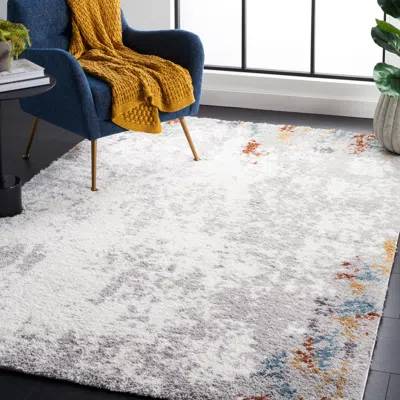 Safavieh Berber Shag Machine Made Area Rug, Blue Rust / Ivory Contemporary Style Easy Care