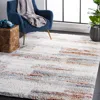 Safavieh Berber Shag Machine Made Area Rug, Blue Rust / Ivory Contemporary Style Easy Care In Blue