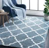 Safavieh Berber Shag Machine Made Area Rug, Blue Rust / Ivory Shag / Flokati Style Easy Care In Blue