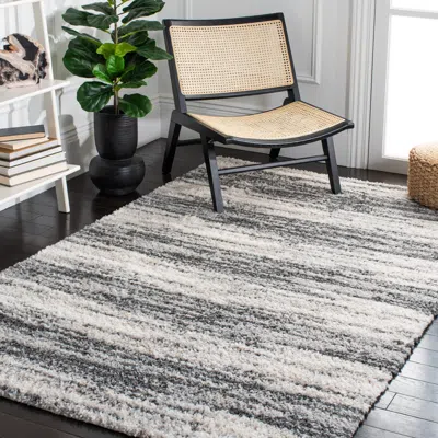 Safavieh Berber Shag Machine Made Area Rug, Charcoal / Grey Shag / Flokati Style Easy Care In Gray