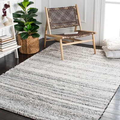 Safavieh Berber Shag Machine Made Area Rug, Grey / Ivory Shag / Flokati Style Easy Care In Gray