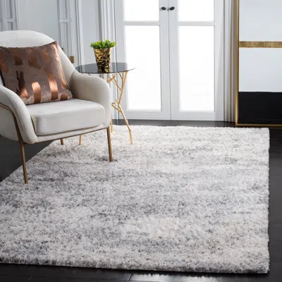 Safavieh Berber Shag Machine Made Area Rug, Ivory / Grey Shag / Flokati Style Easy Care In Gray