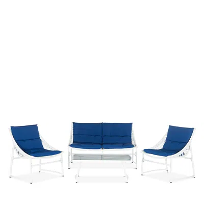 Safavieh Berkane 4 Piece Outdoor Living Set In Navy