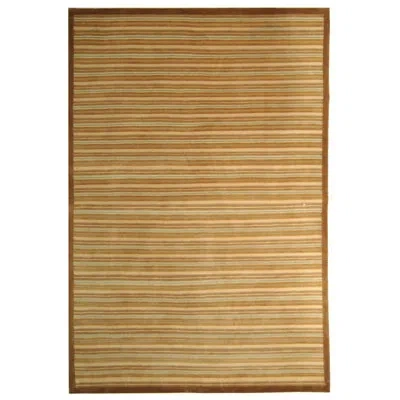 Safavieh Bernick Tibetan Hand Knotted 100l Wool Striped Rug In Light Brown