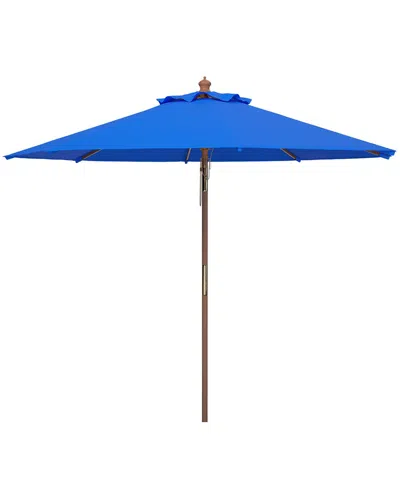 Safavieh Bethany 9ft Wooden Umbrella In Blue