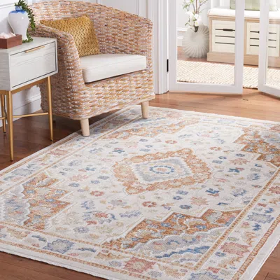 Safavieh Blair Washable Machine Made Area Rug, Beige / Rust Traditional Style Machine Washable Easy Care In Multi