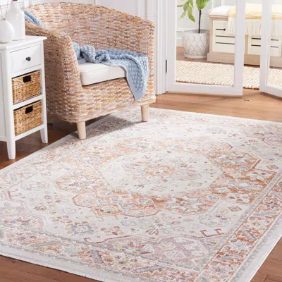 Safavieh Blair Washable Machine Made Area Rug, Beige / Rust Traditional Style Machine Washable Easy Care In Neutral