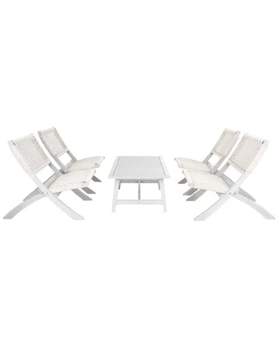 Safavieh Blaze Outdoor Grey 5pc Coffee Table Set In White