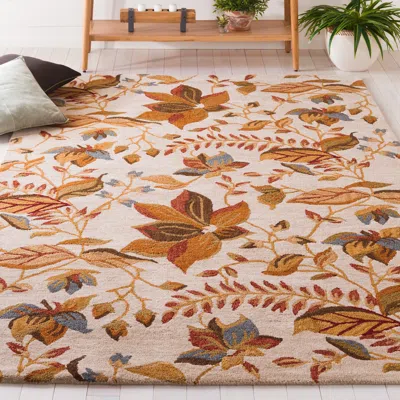 Safavieh Blossom Hand Made Area Rug, Beige / Multi Country Floral Style Non-shedding