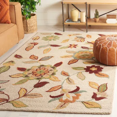 Safavieh Blossom Hand Made Area Rug, Beige / Multi Country Floral Style Non-shedding