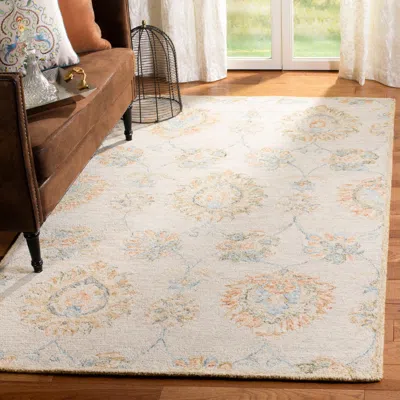 Safavieh Blossom Hand Made Area Rug, Beige / Sage Traditional Style Non-shedding In Neutral