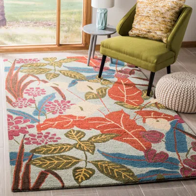Safavieh Blossom Hand Made Area Rug, Blue / Multi Country Floral Style Non-shedding