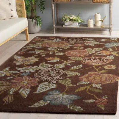 Safavieh Blossom Hand Made Area Rug, Brown / Multi Country Floral Style Non-shedding
