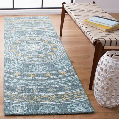 Safavieh Blossom Hand Made Area Rug, Charcoal / Yellow Traditional Style Non-shedding