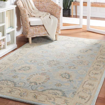 Safavieh Blossom Hand Made Area Rug, Grey / Multi Traditional Style Non-shedding In Blue