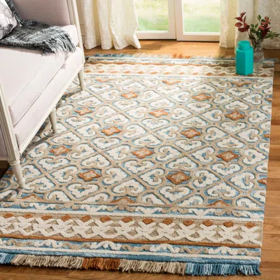 Safavieh Blossom Hand Made Area Rug, Ivory / Blue Traditional Style Non-shedding