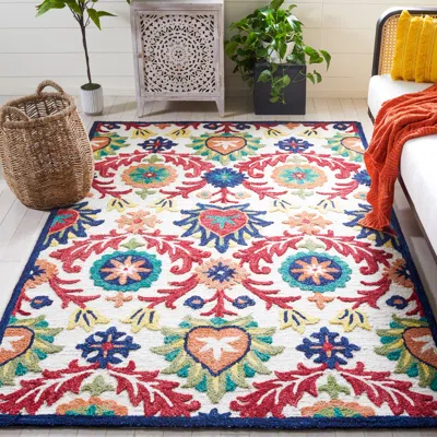 Safavieh Blossom Hand Made Area Rug, Ivory / Green Bohemian Style Non-shedding In Multi