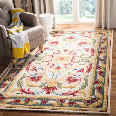 Safavieh Blossom Hand Made Area Rug, Ivory / Green Traditional Style Non-shedding In Multi